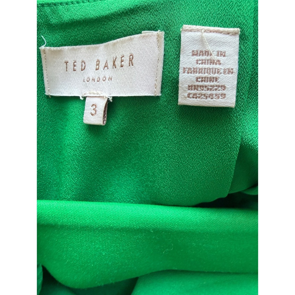 Ted Baker London Green Skater Dress Halter Knot Front Fit Flare Size 3 - Picture 5 of 7